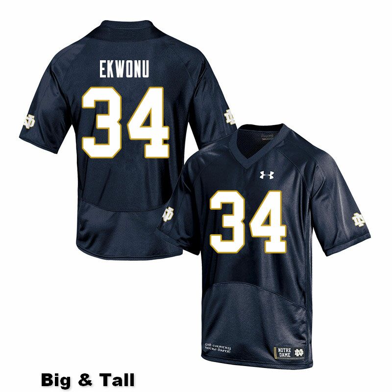 Men's NCAA Notre Dame Fighting Irish #34 Osita Ekwonu Stitched College Under Armour Authentic Navy Big & Tall Football Jersey AD10H45VT